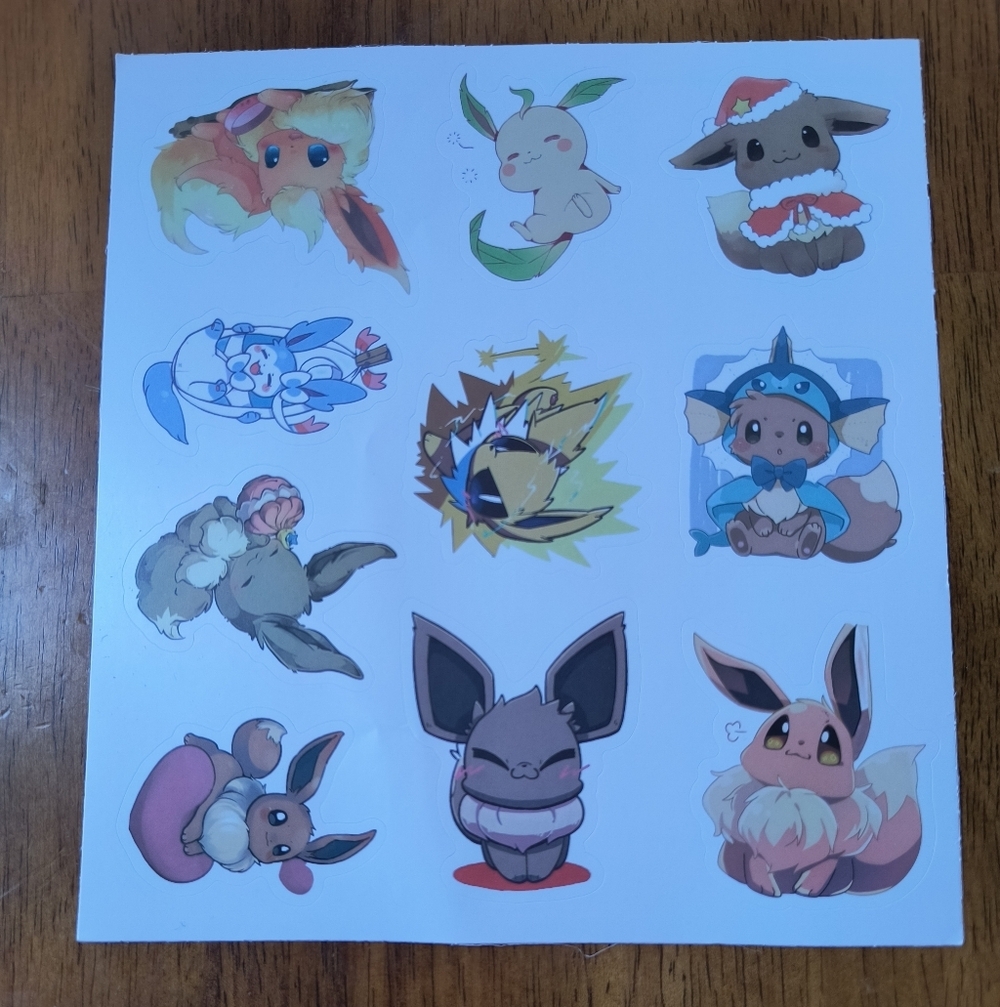 Cute Eevee Sticker Sheet for Small Pets Fans - Multi-Color